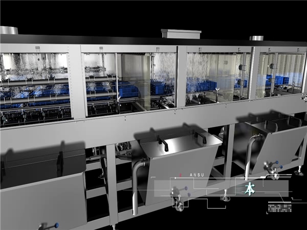 洗箱機(jī)，洗筐機(jī)，食品筐洗箱機(jī)，周轉(zhuǎn)箱清洗機(jī)，大型效率高洗箱機(jī)